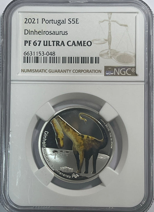 Πορτογαλία 5€ Dinheirosaurus Lourinhanensis PF 67 ULTRA CAMEO