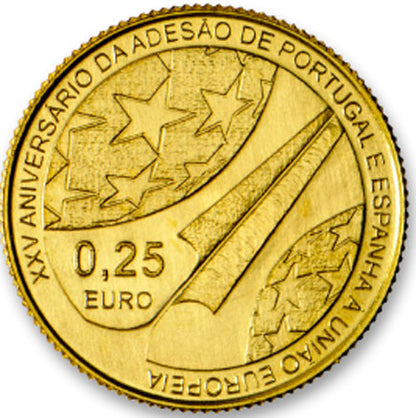 Πορτογαλία 1/4€ Gold 2011 XXV Anniversary. Προσχώρηση Πορτογαλία και Ισπανία